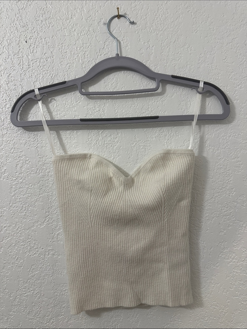 Abercrombie & Fitch Cream Ribbed Sweetheart Cami